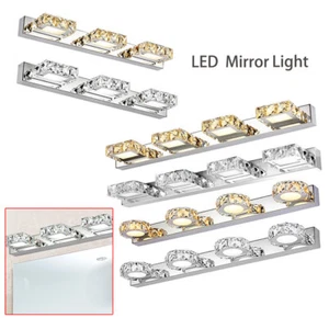 Modern LED Crystal Front Mirror Toilet Wall Lamp Bathroom Make-up Vanity Light - Picture 1 of 81