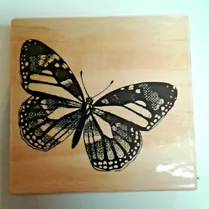 Butterfly Rubber Stamp NEW Wood Mount Full Flight Expanded Wings Monarch Viceroy - Picture 1 of 2