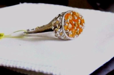 ORANGE MEXICAN FIRE OPAL ROUND COCKTAIL RING, 925 SILVER, SIZE 10, 1.60(TCW) - Image 1 of 4