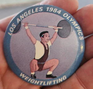 Pinback de levantamiento de pesas de los Juegos Olímpicos de Los Ángeles 1984 - Imagen 1 de 2