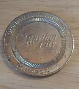 Rhythm City Casino Davenport, IA One Dollar Gaming Token - Picture 1 of 3