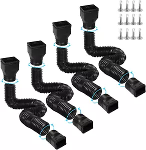 4 Pack Flexible Gutter Downspout Extensions Extendable from 21" to 67", Downspou - Picture 1 of 12
