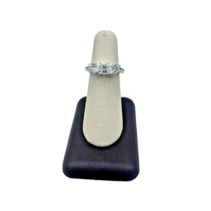Silver-Plated Sparkling Three-Stone CZ Ring Elegant Design Size 6 - Picture 1 of 3