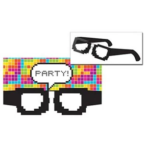 Get Nerdy 80's Pixel Retro Nerd Kids Birthday Party Invitations w/Envelopes - Picture 1 of 1
