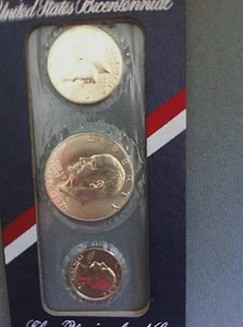 1976 BICENTENNIAL 3 COIN UNCIRCULATED SILVER SET. GEM BU PERFEKT SIEHE BILDER! - Bild 1 von 11