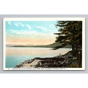 Postal de colección mirando hacia el sur en el lago Schroon desde Camp Idlewood Nueva York sin publicar - Imagen 1 de 2
