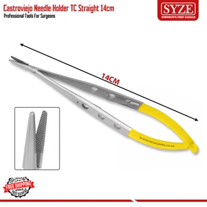 Soporte de aguja dental Castroviejo TC 14 cm herramientas de sutura oftálmica - Imagen 1 de 3