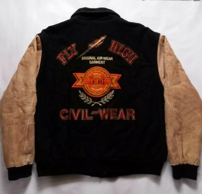 复古 Chia Fly 高羊毛和皮革夹克,尺寸 L — 第 1/4 张图片