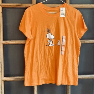 NWT Peanuts, Snoopy & Ghost, Kids Orange T Shirt Size L, Halloween - Picture 1 of 6