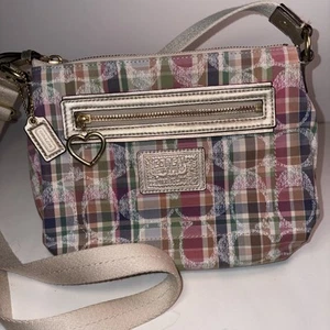 Coach Pastel Plaid Crossbody Shoulder Handbag Purse - Picture 1 of 16