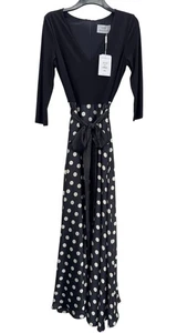 Gina Bacconi Christina Spot Print Satin Jersey Womens Dress UK Size 12, M, New - Picture 1 of 12