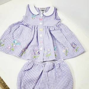 Youngland 3-6 Month Purple Plaid Dress And Diaper Cover Set - Picture 1 of 8
