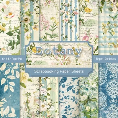 24Pcs 6'' Flowers Botany Scrapbook Paper Pad Card Making Journal Album DIY Craft - Image 1 of 4