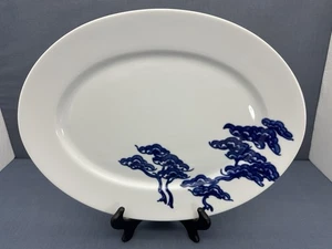 VISTA ALEGRE Portugal KABUKI Porcelain 14" OVAL SERVING PLATTER Blue on White - Picture 1 of 7