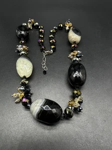 FACETED Quartz ROCK  CRYSTAL Gemstone BEAD Sterling Silver NECKLACE 22” - Picture 1 of 12