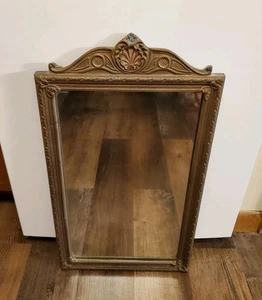 Nurre Antique Mirror Art Nouveau Decor Ornate Crest Wooden RARE 14x22In 1920s - Picture 1 of 10