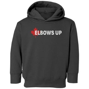 Canada Day - Elbows Up Maple Leaf Canada Support Toddler Hooded Sweatshirt - Picture 1 of 2