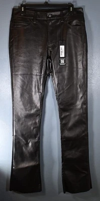 Jean Rockstar Original Ricky Apilado Cuero PU Para Hombre 32 x 35, Negro Foto 1 de 4