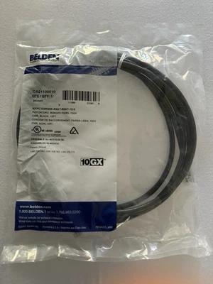 Belden CA21100010 10 FT RJ45 Cat6A Bonded Pair Patchcord ~ 10GX CMR Black  - Image 1 of 2