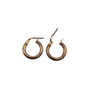 9ct 9K Rose Gold Plain Polished Round Tube Hoop Earrings 14mm 0.84 Grams. New - Picture 1 of 6