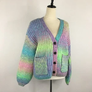 NWT INDUSTRY Republic Multi-Color Thick Knit Wool Blend Cardigan Womens sz S/P - Picture 1 of 8