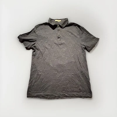 Camisa polo masculina Corneliani lã seda linho algodão 52 urze média - Imagem 1 de 4