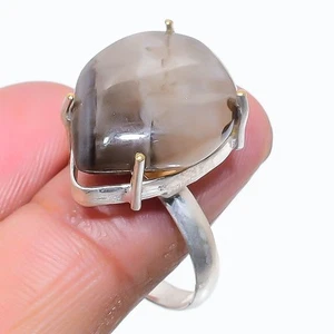 Tubo de ágata piedras preciosas hecho a mano 925 anillo de joyería de plata e... - Imagen 1 de 5