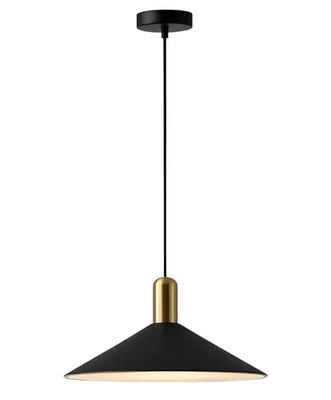 吊坠灯农舍哑光黑色中世纪工业1光圆顶锥形 — 第 1/4 张图片