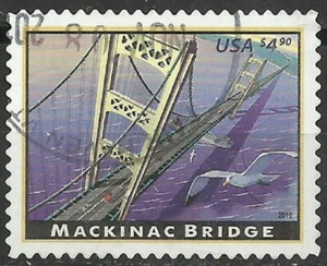Francobolli USA: 2010 $4,90 Ponte Mackinac. Fuori carta usato - Foto 1 di 1