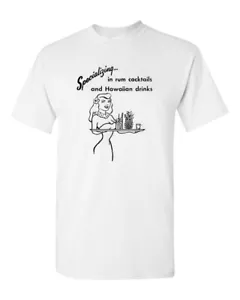 Camiseta Retro Tiki Bar de Algodón Blanco Taza Restaurante Cócteles Hawaianos Pinup - Imagen 1 de 2