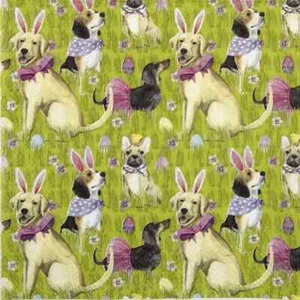 4 servilletas de papel individuales para decoupage y fiesta - perros conejo - Imagen 1 de 2