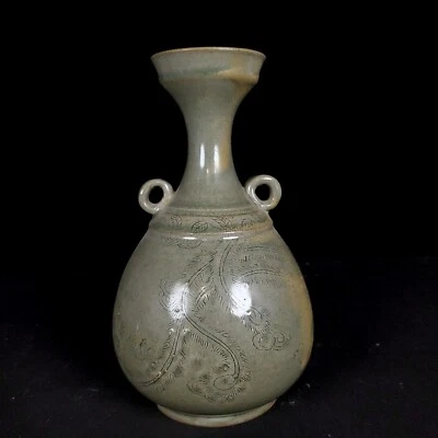 9,1» Китай старинный песни династии Юэ печь резной Феникс узор двойной ухо ваза - Изображение 1 из 4