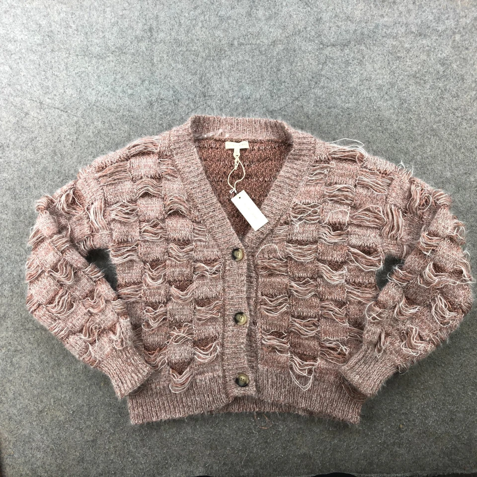 Suéter Gilden Intent Mujer Pequeño Rosa Tejido Cárdigan Botón Hebilla Frontal BKE Foto 1 de 4