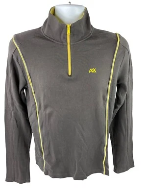 VTG Armani Exchange AX Sweater Mens Small Gray Yellow Pullover 1/4 Zip Sweater - Image 1 of 4