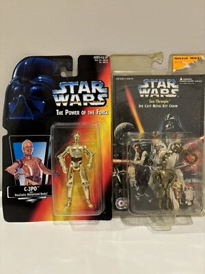 Star Wars C-3PO Set, Figure & Die Cast Metal Keychain See-Threepio Vtg 1996 - Image 1 of 4