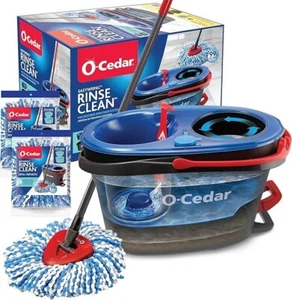 O-Cedar RinseClean Spin Mop & Bucket System + 2 Extra Mop Heads| Clean with Clea - Picture 1 of 8