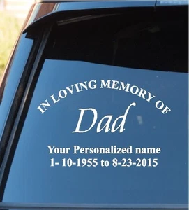 Calcomanía de ventana In Loving Memory DAD pegatina In Loving Memory - Imagen 1 de 1