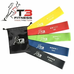 5er Set Widerstandstraining Schleifenbänder Heim Fitnessstudio Premium Naturlatex - Bild 1 von 5