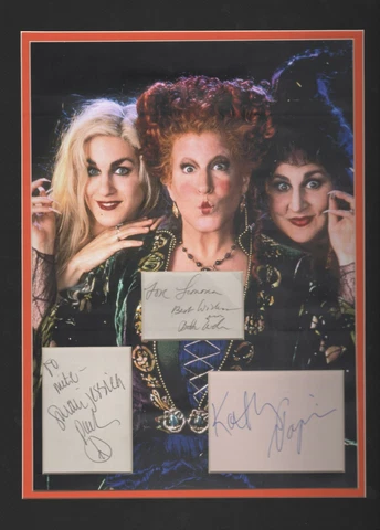 BETTE MIDLER, KATHY NAJIMY, & SARAH JESSICA PARKER Matted signatures HOCUS POCUS Cover