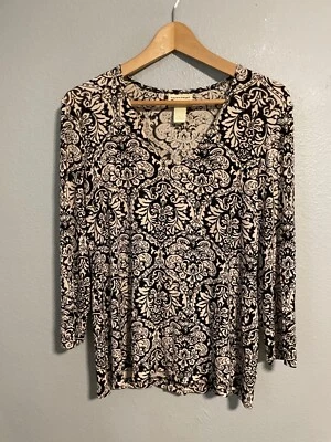 Top de mujer vintage talla mediana negro floral ajustado capricho romántico hada Foto 1 de 4