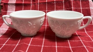 Vintage Indiana Glass Colony Harvest Grape Pattern Milk Glass- Set Of 2 Cups - Picture 1 of 5
