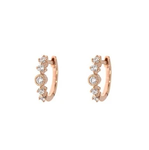 14k Yellow Gold Moissanite Cartilage Huggie Hoop Earrings Dainty Tiny - Picture 1 of 9