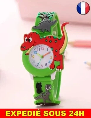 ✅ Montre Quartz Silicone Dinosaure Enfants Bracelet Bijoux Garçon Fille Heure - Photo 1/3