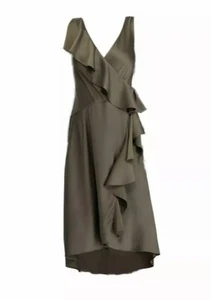 Ralph Lauren Damen Größe 4 Kleid Grün Cocktail Rüschen Wickeloptik - Bild 1 von 8