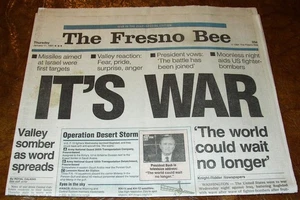 Operation Desert Storm War Persian Gulf declared Fresno Bee January 17th, 1991 - Picture 1 of 2