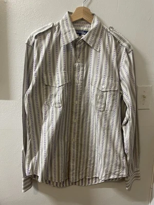 JUNYA Watanabe HOMBRE Mediana M Botón ABAJO Militar AD2003 Vintage CAMISETA Floral Foto 1 de 4