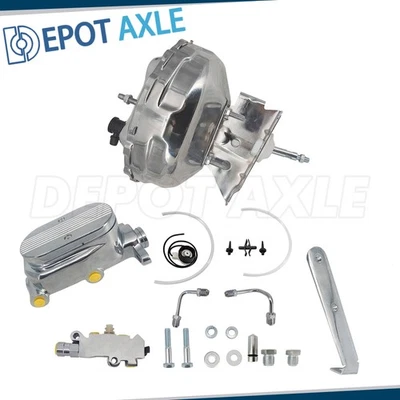 Truck 11” Brake Booster + Master Disc Drum For Chrome 1973-93 Chevy GMC C10 K10 Foto 1 de 4