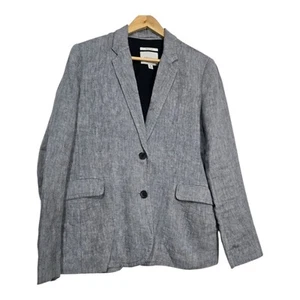 Trenery French Linen Blazer Womens Size 14 Grey Classic Modern Workwear Casual - Picture 1 of 12