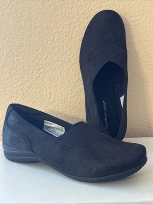 Cloudwalkers Womens 12W Black Flat Formal Dress Shoe Faux Suede Wide VGUC - Image 1 of 4