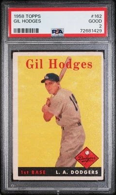 1958 Topps - Gil Hodges #162 PSA 2 LA Dodgers - Imagem 1 de 2